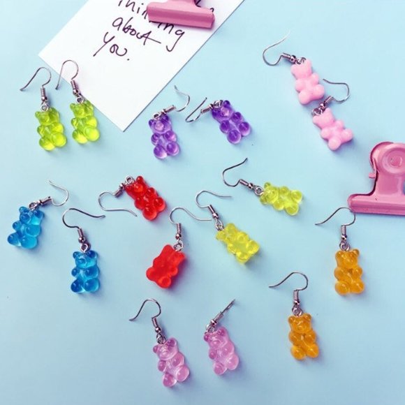 Gummy Bear Candy Retro Lightweight Fun/Cartoon Colorful Cute Dainty Earrings - Picture 14 of 16